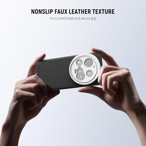 NEEWER 15 Ultra Case, Protective Phone Case Compatible with Xiaomi 15 Ultra, Heavy Duty TPU + PC Faux Leather with 17mm Lens Mounts & 67mm Filter Adapter for Wireless Charging, PA101 Black + Silver - style: Case for 15 Ultra/Black+Silver
