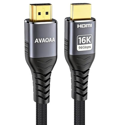 Avaoaa 16K HDMI Cable 2.2 96Gbps 16.4FT, Ultra High Speed Cable Support 8K/4K 240Hz 144Hz 120Hz 60Hz eARC HDR10+ HDCP2.3 HDMI Cord Compatible with PS5/Xbox/Switch 2/Roku TV/Mac Monitor Laptop DVD - size: 16.4 ft（5M）