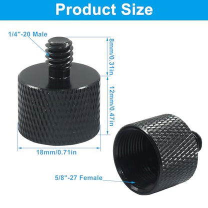 Waziaqoc 4 Pcs Mic Stand Adapter, 5/8 Female to 1/4 Male Thread | Camera Tripod Adapter, For Microphone Mounts and Stands, Black - size: 5/8 to 1/4 Thread(4 Pcs)