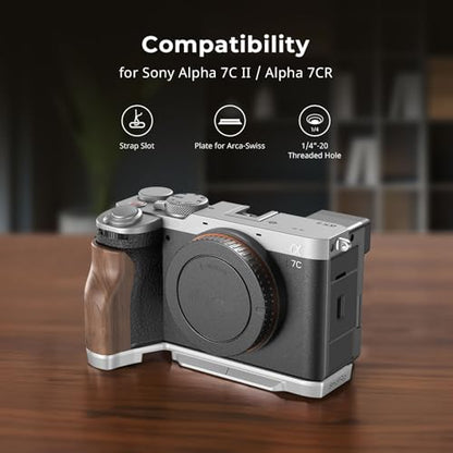 SmallRig A7C II / A7CR Handgrip L-Shape Grip for Sony Alpha 7C II/Alpha 7CR, Quick Release Plate for Arca, Lightweight Wooden Side Handle, for Quickly Switch on Tripods/Handheld Shooting - 4796B - style: Wooden Grip