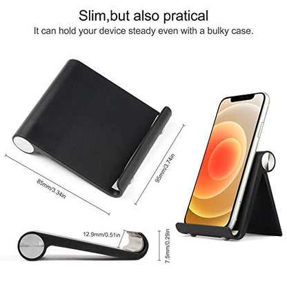 Mobile Phone Holder, Phone Stand Desk Desktop Mobile Holder Adjustable Foldable Portable Video Call Mount (1PH -Black)