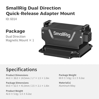 SMALLRIG Action 6 / Nano Magnetic Dual Direction Quick-Release Adapter, Aluminum Alloy Adapter Mount for DJI Osmo Action 6 / Osmo Nano, with Baseplate for Arca-Type Tripod - 6014