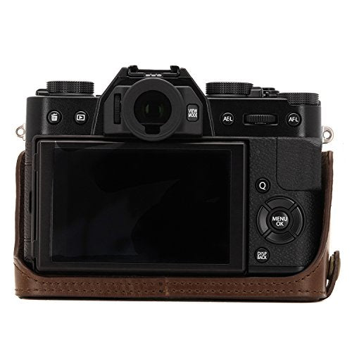 MegaGear Ever Ready Leather Camera Half Case and Strap Compatible with Fujifilm X-T30, X-T20, X-T10 - color: Dark Brown