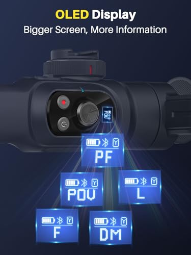 S2 Mic Smartphone Gimbal Stabilizer w/Wireless Lavalier Microphone, Built-in 18cm Extension Rod & Fill Light, Professional 3-Axis Gimbal for iPhone & Android for Video Recording