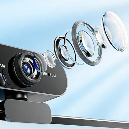 High Definition 1080 FHD Webcam, USB Computer Camera with Microphone for PC & Laptop, Noise Reduction Beauty Web Cam for Video Calling, Meetings, Desktop Streaming and Gaming