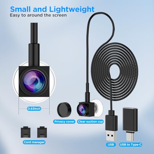 1080P Center Screen Webcam with Auto Focus, Middle Screen Camera with Noise Reducing Mic, Plug & Play Center Cam for Zoom/Teams/Mac/PC, Ideal for Video Conferencing & Remote Work