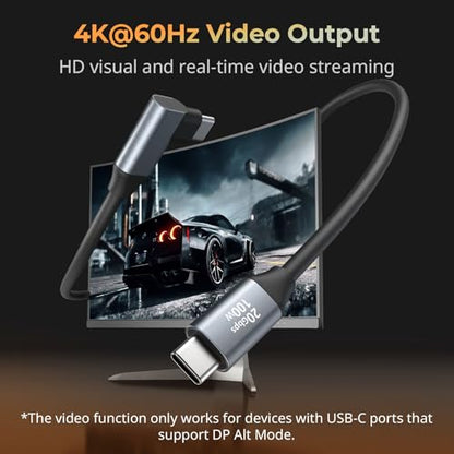SMALLRIG USB C to USB C Data Cable 1.15ft/ 35cm/ 13.8" (Straight to Angled), USB C 3.2 Gen 2x2 Cable 20Gbps High Speed Data Transfer, Support PD 100W Fast Charging, for iPhone and Cameras etc. - 4790 - size: 1.15FT, style: Straight to Angled