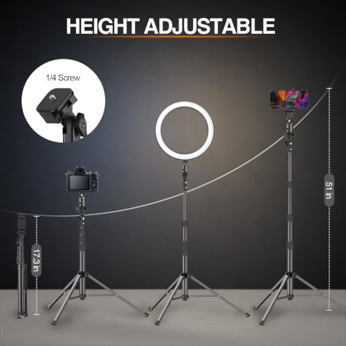 EMART 10" Ring Light with 51" Extendable Tripod Stand Phone Holder Wireless Bluetooth Remote,16 RGB Colors 13 Dynamic Modes & 10 Brightness Levels Selfie Ringlight for Phone Live Streaming Makeup - size: 10'' RGB