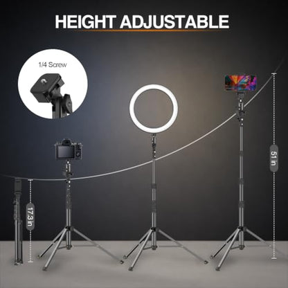 EMART 10" Ring Light with 51" Extendable Tripod Stand Phone Holder Wireless Bluetooth Remote,16 RGB Colors 13 Dynamic Modes & 10 Brightness Levels Selfie Ringlight for Phone Live Streaming Makeup - size: 10inch RGB