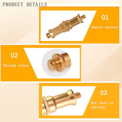 KuuGuu 4 PCS Standard 1/4 to 3/8 inch Metal Convertor Threaded Screw Tripod Adapter Spigot Stud for Flash Holder, Studio Light Stand, Ball Head (Copper) - size: Gold(4)