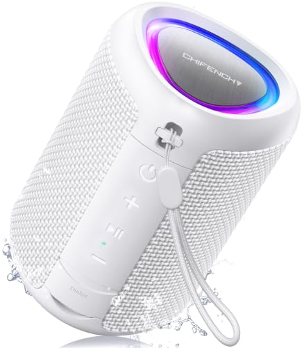 Portable Bluetooth Speaker Beach Essentials: IPX5 Waterproof for Outdoor/Powerful HD Sound/Dynamic Light/All Day Playtime/Wireless BT 5.3/TWS Pairing, Travel|Camping|Pool Accessorie, School Supplies - color: White