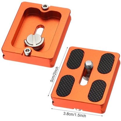 Frienda 2 Pieces Metal Quick Release Plate with 1/4''-20 Camera Screw Tripod Mount Plate Fits Standard for DSLR Camera Tripod Ball Head(Orange,Pu50) - color: Orange, style: PU50