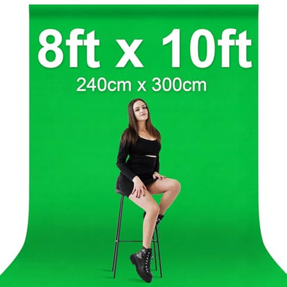 EMART Green Screen Backdrop, 8 x 10 Ft Photography Greenscreen Background Sheet Fabric Kit for YouTube Video Streaming Zoom, Small Photo Chromakey Cloth Curtain with 4 Clip - color: Green, size: 8 x 10 Ft