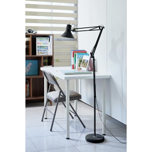 Bostitch Office VLF100F Swing Arm Metal Floor Lamp, 72" Tall with Multi-Joint Adjustment, Includes Replaceable LED Bulb (VLF), Black - style: Floor, Black