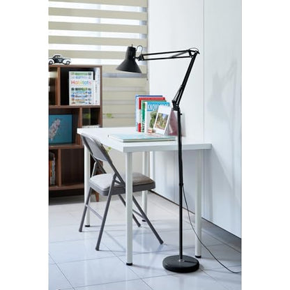 Bostitch Office VLF100F Swing Arm Metal Floor Lamp, 72" Tall with Multi-Joint Adjustment, Includes Replaceable LED Bulb (VLF), Black - style: Floor, Black