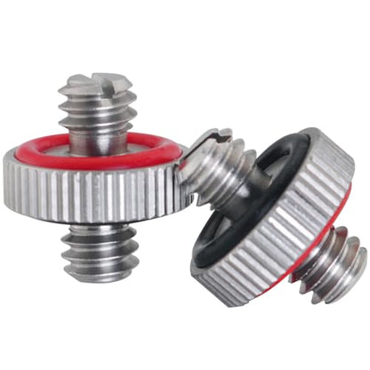 2PCS 1/4 Male to 1/4 Male Threaded Tripod Screw Adapter Conversion Screw with Rubber Grip and Groove Stainless Steel Silver for DSLR Monopods - size: 1/4-20 Male to 1/4-20 Male
