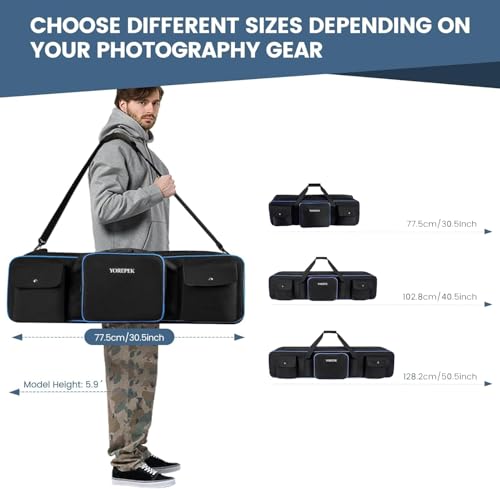 YOREPEK Tripod Carrying Case Bag 50.5", Resistant Light Stand Bag with 2 Removable Padding, Photo Studio Equipment Case for Tripods, Monopods, Speaker Stands, Umbrellas, Gear, Mic Stand, Tent Pole - color: 50.5*9.5*9.5