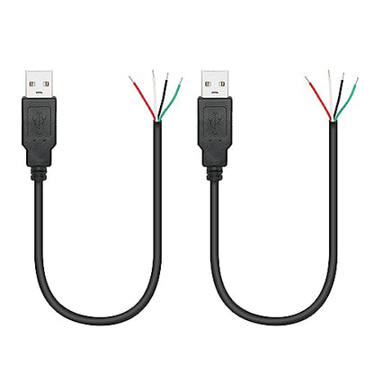 2Pcs Short USB A Male 4 Pin Bare Wire 11inch,USB 5V/2A 4 Pin Pigtail Open End Power and Data Cable,for USB Equipment Installed or Replacement Repair DIY Cable - style: USB A Male - 2Pcs