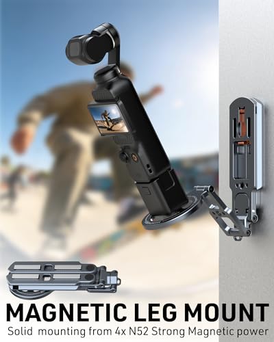 Magnetic Phone Stand Tripod for MagSafe iPhone | 2-in-1 Action Camera Mount | for DJI Osmo Pocket 3/4 Accessories, Foldable Phone Holder with Arca-Swiss & 1/4" Screw/Hook for GoPro 13/12| Patented Design