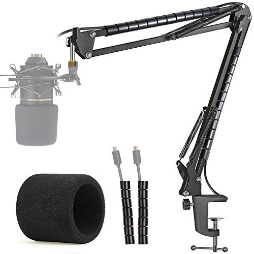 MXL 770 990 Microphone Stand with Pop Filter - Mic Suspension Boom Arm Stand with Windscreen, Cable Sleeve Compatible with MXL 770 990 Mics by YOUSHARES - color: MXL Arm+Sleeve