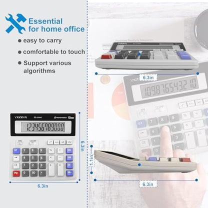 Desk Calculator 12 Digit Extra Large 4.3-Inch LCD Display, Two Way Power Battery and Solar Calculators Desktop, Big Buttons Easy to Press Used as Office Calculators for Desk White