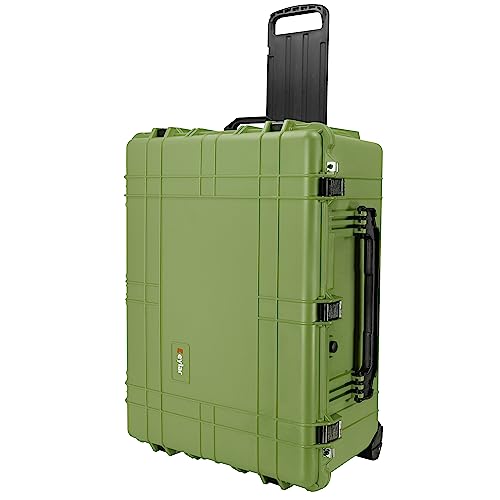 Eylar 31.5" X-Large Protective Roller Hard Case for Cameras, Drones, Tools, and AV Equipment with IP67 Waterproof, Shock Resistant, and Customizable Foam Inserts (OD Green) - color: Green