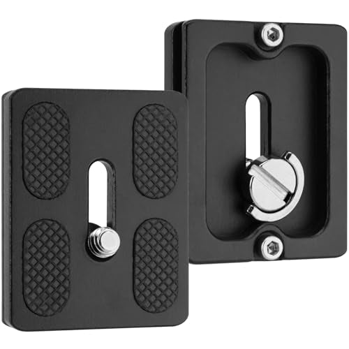 2 Pack Aluminum Alloy Quick Release Plate, Tripod Quick Release Plate PU50, for Arca Swiss Plate with 1/4" Slotted Screw/D-Ring Screw, Camera Mount Adapter for Standard Tripod Ball Heads