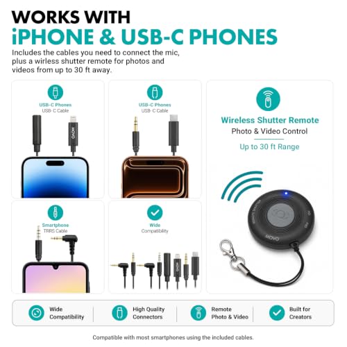 Movo iVlogger-PRO Vlogging Kit for iPhone with Mic, Light, and Tripod | Professional YouTube Starter Kit for iPhone and Android with VXR10 Mic, Rechargeable RGB Light, Two Tripods, Case, and More