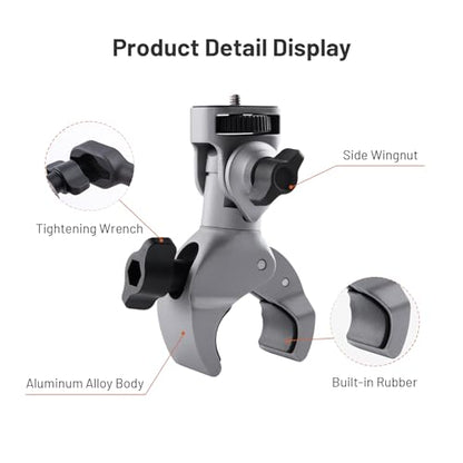 PGYTECH CapLock Super Clamp Mount, Aluminum Alloy Bracket, Crab Heavy Duty Clamp with 1/4" Screw for Gopro 13/12, DJI Osmo 360/Action 6/5 Pro/Pocket 4/3/Xtra Muse, Insta360 Ace Pro2/X5, Action Camera