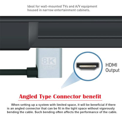 Cable HDMI 2.1 Male to HDMI Male 8K 60hz Stretch Coiled Cable Left Angled 90 Degree for HDTV Computer Laptop Monitor - style: HDMI Left Angled