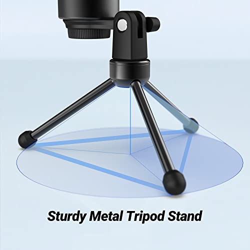 FIFINE Tripod Stand for Desktop Microphone with Non-slip Rubber Feet, Sturdy Metal Construction, Foldable Desk Mic Stand for Gaming, Podcasting, Meetings, Chatting