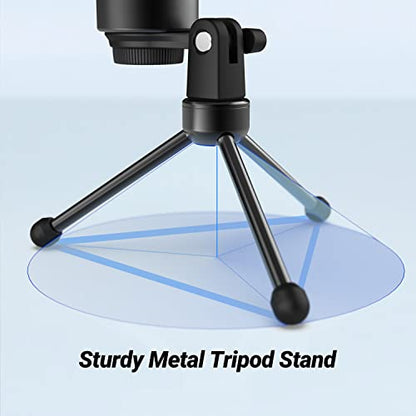 FIFINE Tripod Stand for Desktop Microphone with Non-slip Rubber Feet, Sturdy Metal Construction, Foldable Desk Mic Stand for Gaming, Podcasting, Meetings, Chatting