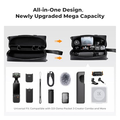 K&F CONCEPT Carrying Case for DJI Osmo Pocket 4/3 Creator Combo Accessories, Portable Travel Storage Holder Carry Bag Large Capacity Protective Handbag All in One Gadget Storage Bag for Pocket 4/3
