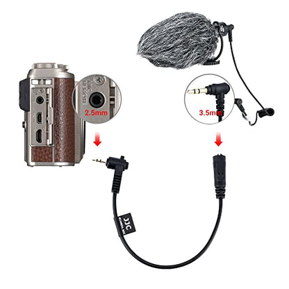 JJC 3.5mm Female to 2.5mm Male Microphone Audio Cable Mic Adapter for Fuji Fujifilm X-T30 II X-T30 X-T20 X-T10 X100VI X100V X100F X100T X-T100 X-PRO3 X-PRO2 X-T1 X-E3 X-E2S X-E2 X-E1 and XF10 Camera - size: 3.5mm Female to 2.5mm Male