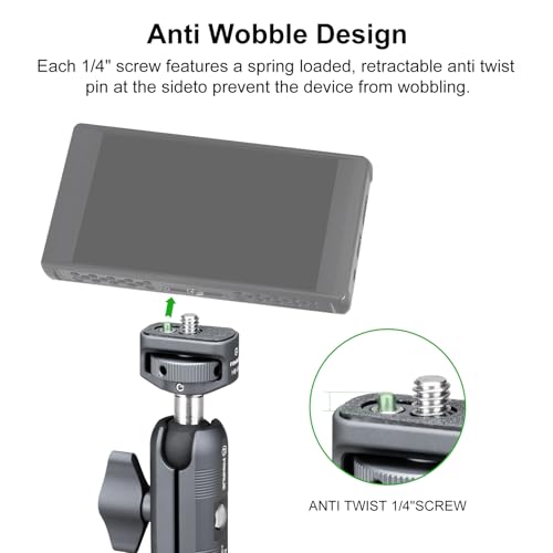 FANAUE Mini Articulating Arm Mount Camera Accessories Compatible with 1/4"-20 to 1/4"-20 Connectors (with Locating Pins) Aluminum-Built Arm Offers Flexibility Connectors