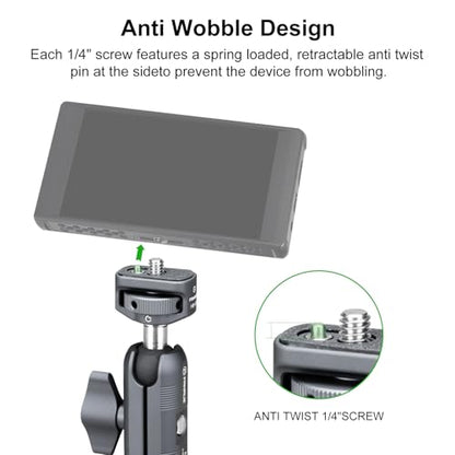 FANAUE Mini Articulating Arm Mount Camera Accessories Compatible with 1/4"-20 to 1/4"-20 Connectors (with Locating Pins) Aluminum-Built Arm Offers Flexibility Connectors