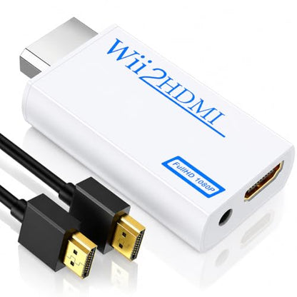 GANA Wii to HDMI Converter 1080P Full HD, Wii HDMI Adapter with 3.5mm Audio & HDMI Output, Compatible with Wii/Wii U, HDTV, Monitor, Projector, Supports All Wii Display Modes - color: White
