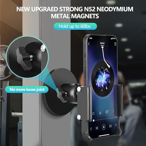 Vinkqiado Gym Magnetic Phone Holder, All Metal Magnet Base Phone Mount for Gym Equipment, Tractor, Refrigerator, Forklift, or Any Ferrous Metal Surface, Compatible with All Smartphones (Large Base) - size: 88mm Base