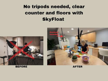 Magnetic Ceiling Phone Holder for Overhead Video Recording | Auto tracking for cooking, fitness, unboxing, DIY, beauty, for solo creators