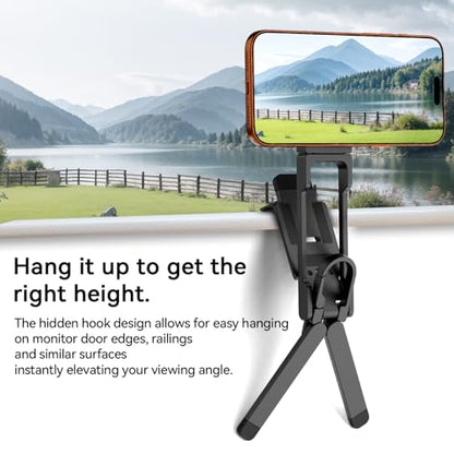 COMAN DP58 Magnetic Phone Tripod, Aluminum MagSafe Tripod Stand with Carabiner, Mini Portable Travel Pocket Tripods for iPhone & Non-Magnetic Phones with Included Ring - color: Black
