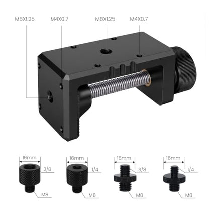 Heavy Duty C Clamp & Desk Clamp, Aluminum Alloy Table Mount with 1/4" & 3/8" Camera Tripod Adapter, Wide Jaw Design for Desk, Shelf, Camera Mount, Woodworking & Workbench (Black) - color: Black