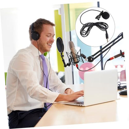 Hemoton Mini Lavalier Microphone for Mobile Phones Clip Condenser Mic for Laptops and Cameras Portable Design Rotary Clip for Video Calls and Recording Black