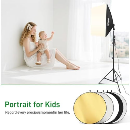 Photography Lighting kit with Backdrops, 8.5x10ft Backdrop Stands, Zyernar LED Bulbs Umbrella Softbox Continuous Lighting, Photo Studio Equipment for Video Shoot