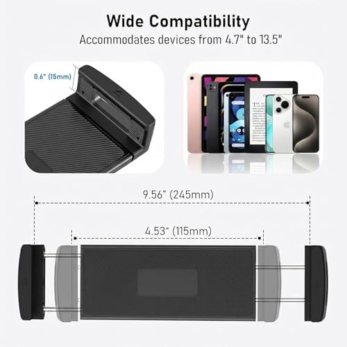 Tablet Stand for Desk, Gooseneck iPad Holder Clamp Mount, 360° Adjustable | Heavy Duty Arm Mount for iPad Pro/Air/Mini, Kindle Fire, Galaxy Tabs, 4.7"-13.5" Tablets, for Kitchen, Work, Video Call, Bed