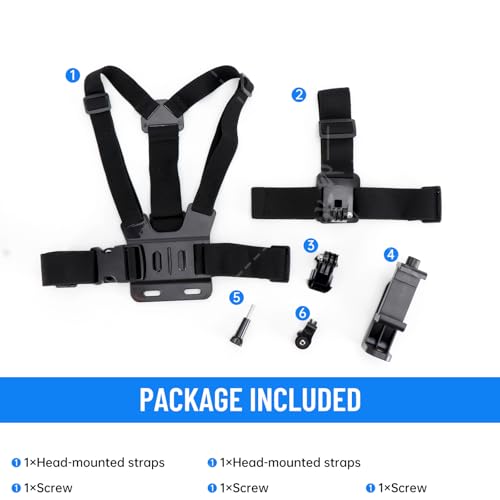 Mobile Phone Chest Strap Harness Mount Head Strap Holder Kit for POV/VLOG,Cell Phone Clip Compatible with iPhone,Samsung,GoPro Hero 9, 8,7, 6, 5, 4, 3,2, 1,AKASO,DJI Osmo,and Action Cameras