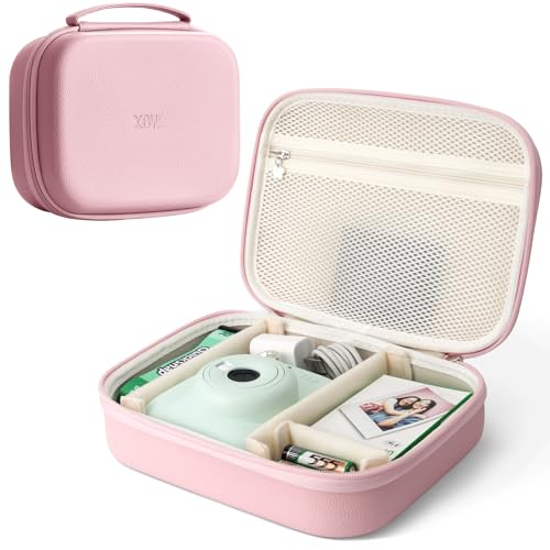 Hard Storage Case Compatible with Fujifilm Instax Mini 12/11/90/SQ1/SQ40/EVO Instant Camera, Holds Fuji Film & Accessories with 3 Dividers,Ideal for Home & Travel (Pink) - color: Pink