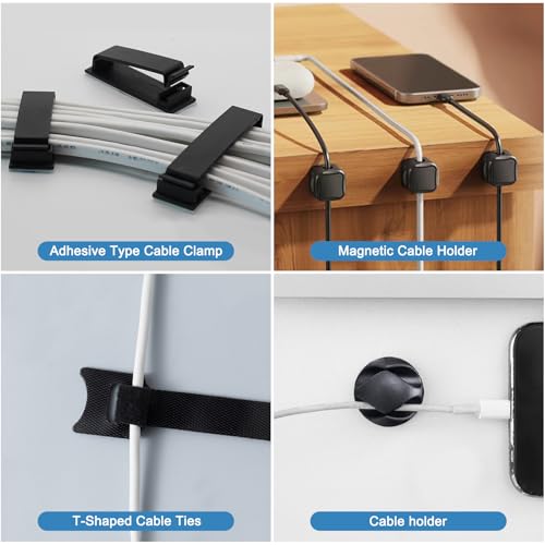 Under Desk Cable Management Tray, No Drill Steel Cord Organizer Kit with 52Pcs Different Essential Accessories for Home Office Standing Desk (15.7/13.4inch, Black) - size: 51-Piece