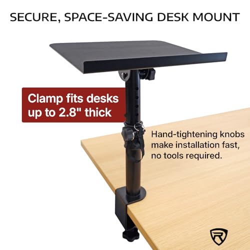 Rockville DMS75 Pair Studio Monitor Speaker Stands, Desk Clamp, 15 Degree Adjustable Tilt, 6 Height Positions, Silicone Anti-Slip Pad | 15 Degree Tilt, 360 Degree Rotation, Silicone Grip, Tool-Less Assembly, 6-Position Height, 60 lb Capacity