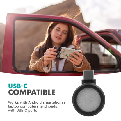 Movo DoubleMic-UC Dual Capsule Phone Microphone for USB-C Devices- Two-Sided Cardioid Condenser Android Shotgun Mic for Video Recording- Professional Microphone for Samsung, iPad Pro, Google Pixel