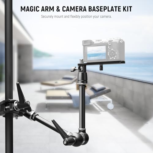 NEEWER 21" Magic Arm Camera Mount with Super Clamp, Overhead Desk Mount with 360° Dual Ball Head, 1/4" 3/8" 5/8" Stud Adapter for PA073 PA074 Phone Cage Rig DSLR Camera Monitor Video Light, UA018 - style: UA018